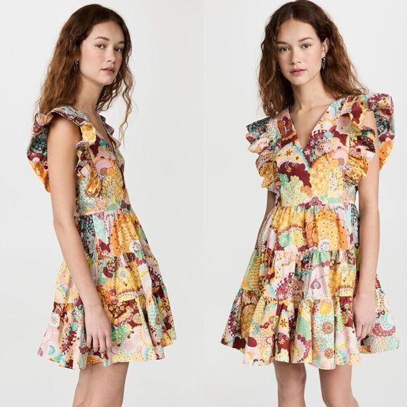 LA DoubleJ Dresses & Skirts - NWT LA DoubleJ Dress Printed Honeybun Cotton Mini Dress Multi Holi Size M